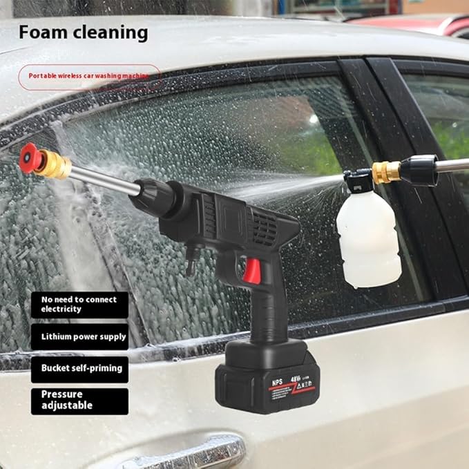 مسدس رشاش ماء لاسلكي محمول عالي الضغط لتنظيف السيارة والحديقة متعدد الاستخدامات